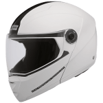 Buy FLIP UP FULL FACE HELMET NINJA ELITE WHITE WITH PLAIN CENTER STRIP STUDDS on 0 % discount