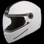 Buy FLIP UP FULL FACE HELMET NINJA ELITE WHITE WITH CARBON CENTER STRIP (600MM) STUDDS on 0 % discount