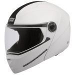 Buy FLIP UP FULL FACE HELMET NINJA ELITE WHITE WITH CARBON CENTER STRIP STUDDS on 0 % discount