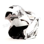 Buy Vega Flip up Helmet - Boolean Give Up (White Base with Silver Graphic Helmet) on 0 % discount
