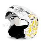 Buy Vega Helmet - flip up Helmet - Boolean Street (White Base with Yellow Graphic Helmet) on 0 % discount