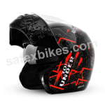 Buy Vega Helmet - flip up Helmet - Boolean Street (Black Base with Red Graphic Helmet) on 0 % discount