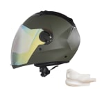 Buy FULL FACE HELMET SBA-2 MAT BATTLE GREEN NIGHT VISION GOLD VISOR (WITH EPS CHIN GUARD PROTECTION) (580MM) STEELBIRD AIR on 0 % discount