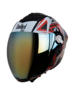 Buy FULL FACE HELMET SBA-2 SKULL FLAG MAT BLACK WITH RED CHROME GOLD VISOR (600MM) STEELBIRD AIR on 0 % discount
