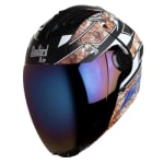 Buy FULL FACE HELMET  SBA-2 REFLECTIVE SCREW MAT BLACK WITH BLUE BLUE CHROME VISOR  (580MM) STEELBIRD AIR on 0 % discount
