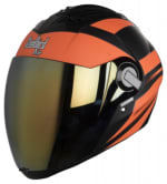 Buy FULL FACE HELMET  SBA-2 STREAK MAT BLACK WITH ORANGE (580MM) STEELBIRD AIR on 0 % discount