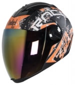 Buy FULL FACE HELMET  SBA-2 RACE MAT BLACK ORANGE WITH GOLD VISOR  (580MM) STEELBIRD AIR on 0 % discount