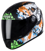 Buy FULL FACE HELMET  SBH-11 VISION SKULL MAT BLACK WITH ORANGE  HIGN on 0 % discount