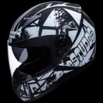 Buy FULL FACE HELMET SHIFTER D4 DECOR D4 MATT BLACK N6 WHITE (570MM) STUDDS on 0 % discount