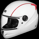 Buy FULL FACE HELMET PROFESSIONAL WHITE WITH RED STRIPS (570MM) STUDDS on 0 % discount