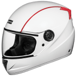 Buy FULL FACE HELMET PROFESSIONAL WHITE WITH RED STRIPS STUDDS on 0 % discount