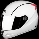 Buy FULL FACE HELMET PROFESSIONAL WITH MIRROR VISOR WHITE WITH BLACK STRIPS (580MM) STUDDS on 0 % discount