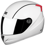 Buy FULL FACE HELMET PROFESSIONAL WITH MIRROR VISOR WHITE WITH BLACK STRIPS STUDDS on 0 % discount