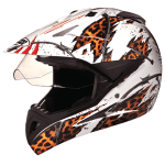 Buy OFF ROAD FULL FACE HELMET MOTOCROSS D1 DECOR WITH VISOR WHITE N12 STUDDS on 0 % discount