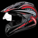 Buy OFF ROAD FULL FACE HELMET MOTOCROSS D2 DECOR WITH VISOR BLACK N2 (570MM) STUDDS on 0 % discount