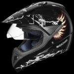 Buy OFF ROAD FULL FACE HELMET MOTOCROSS D4 DECOR WITH VISOR BLACK N12 (570MM) STUDDS on 0 % discount
