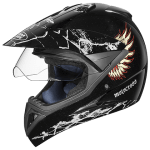 Buy OFF ROAD FULL FACE HELMET MOTOCROSS D4 DECOR WITH VISOR BLACK N12 STUDDS on 0 % discount