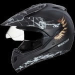 Buy OFF ROAD FULL FACE HELMET MOTOCROSS D4 DECOR WITH VISOR MATT BLACK N12 (580MM) STUDDS on 0 % discount