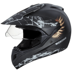 Buy OFF ROAD FULL FACE HELMET MOTOCROSS D4 DECOR WITH VISOR MATT BLACK N12 STUDDS on 0 % discount