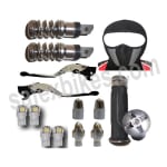 Buy SILVER HANDLE YOKE FANCY BOLT WITH TYRE NOZZLE CAP, FANCY FOOT REST, HANDLE GRIP SET, FACE MASK, ADJUSTABLE LEVER SET AND LED BULB SMALL SET OF 4 ZADON on 0.00 % discount