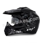 Buy Vega MOTOCROSS full face Helmet - Off Road Sketched (Black Base With Silver Graphics) on 0 % discount