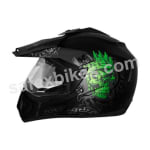 Buy Vega motocross full face Helmet - Off Road D/V Ranger (Dull Black Base With Green Graphic) on 0 % discount