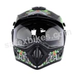 Buy Vega motocross full face Helmet - Off Road Shocker (Black Base with Green Graphics) on 0 % discount