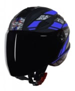 Buy OPEN FACE HELMET SBA-6 PIXELS MAT BLACK WITH BLUE (580MM) STEELBIRD AIR on 32.00 % discount