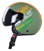 Buy OPEN FACE HELMET SBH-16 SKIPPER MATT BATTLE GREEN WITH SMOKE VISOR HIGN on 32.00 % discount