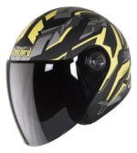 Buy OPEN FACE HELMET SB-43 YO YO DAZZLE MAT BLACK WITH YELLOW GREY (600MM) STEELBIRD on 32.00 % discount