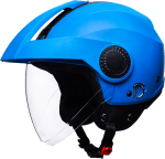 Buy OPEN FACE HELMET SUBURBAN M BLUE WITH CARBON CENTRE STRIP AND BLUE PEAK STUDDS on 0 % discount