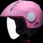 Buy OPEN FACE HELMET SUBURBAN W PINK WITH CARBON CENTRE STRIP AND PINK PEAK (540MM) STUDDS on 0 % discount