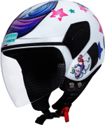 Buy OPEN FACE HELMET FEMM SUPER 540 D1 DECOR UNICORN WHITE STUDDS on 0 % discount
