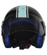 Buy TUFF OPEN FACE HELMET - OOPS LIGHT BLUE RINGS (GLOSSY BLACK) on 0 % discount