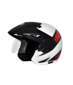 Buy Vega open face Helmet - Cruiser With Peak Arows (White Base With Red Graphics) on 0 % discount