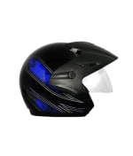 Buy Vega open face Helmet - Cruiser With Peak Arrows (Dull Black Base With Blue Graphics) on 30.00 % discount