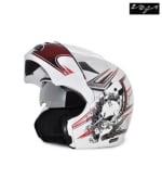 Buy Vega flip up Helmet - Boolean Graphic (White Base with Red Graphics) on 0 % discount