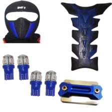 Buy FACE MASK FOR RIDERS(BLUE-BLACK) WITH FANCY DISC CAP, LED BULB SMALL SET OF 4 BLUE COLOR AND PETROL TANK PAD ZADON on  % discount