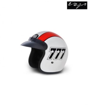 Vega Open Face Helmet Jet 777 (White Orange Strip)- Motorcycle