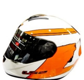 FULL FACE HELMET WHITE ORANGE LS2- Motorcycle Parts For Hero Honda
