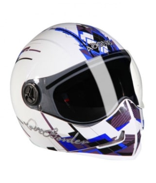 STEELBIRD ADONIS LOST BORDER FULL FACE (WHITE WITH BLUE) (60