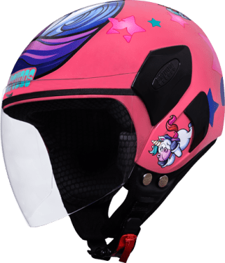 OPEN FACE HELMET FEMM SUPER 540 D1 DECOR UNICORN PINK STUDDS