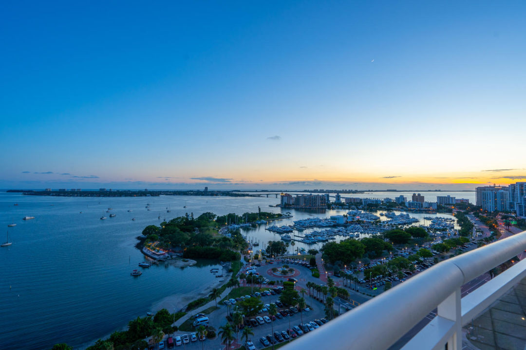 View of sunset from Sarasota penthouse