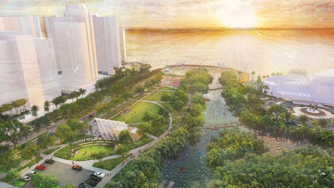 A rendering of the Bay Park on Sarasota Bay.