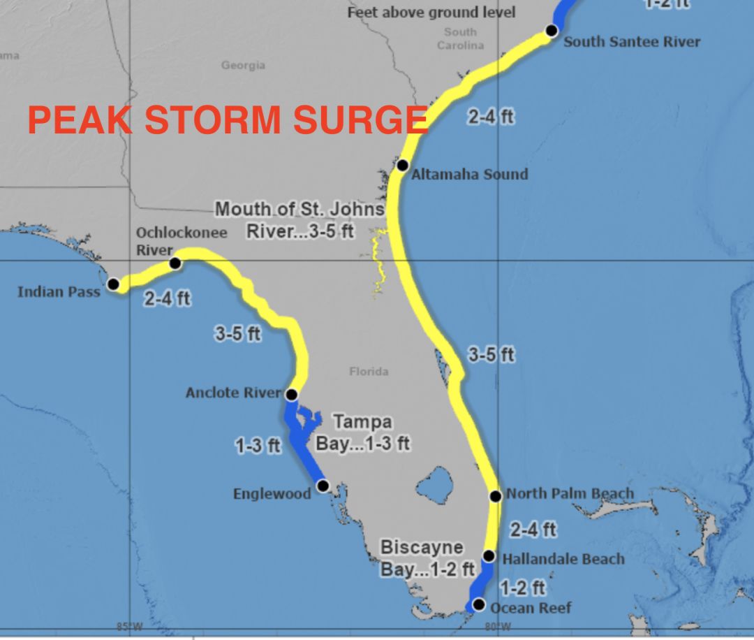 A look at peak storm surge for Tropical Storm Nicole