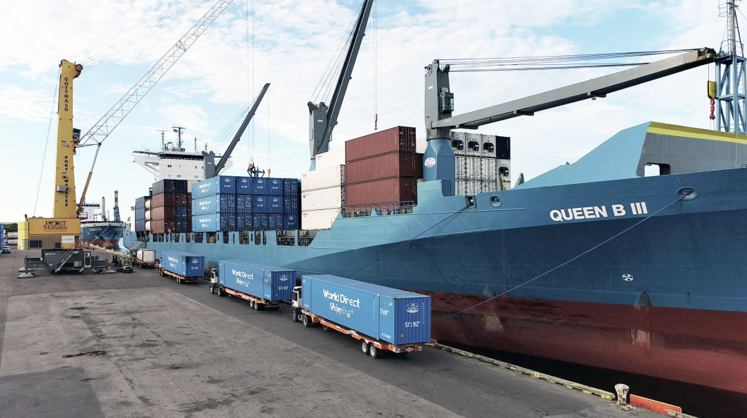 Record containerized cargo volume is flowing through Port Manatee, including via 53-foot-long ocean containers and an expanded vessel fleet of Port Manatee-based World Direct Shipping.