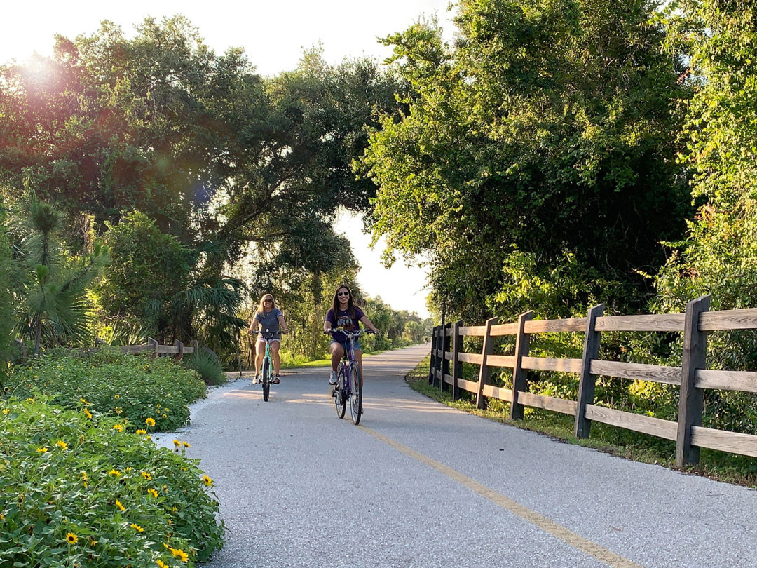 Cyclists on the Legacy Trail.