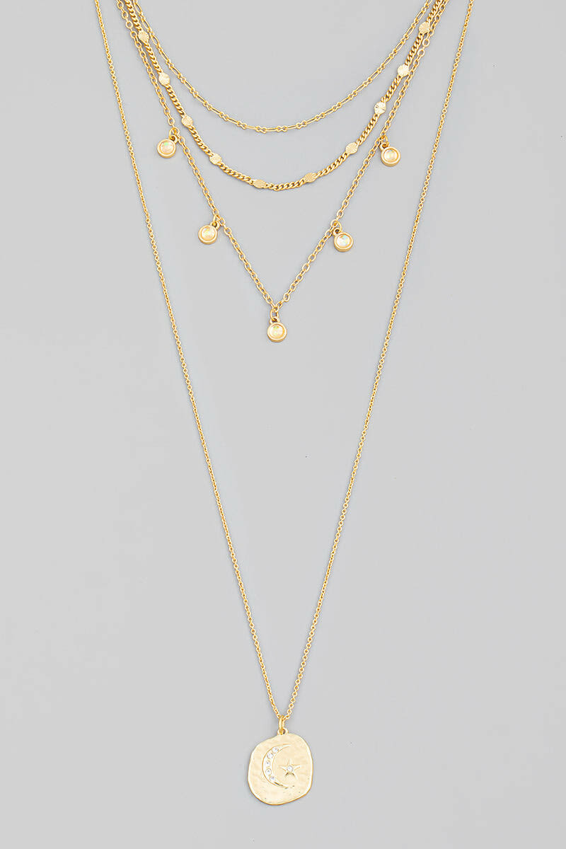 Dainty Layered Moon Coin Necklace from Pineapple Lain Boutique.