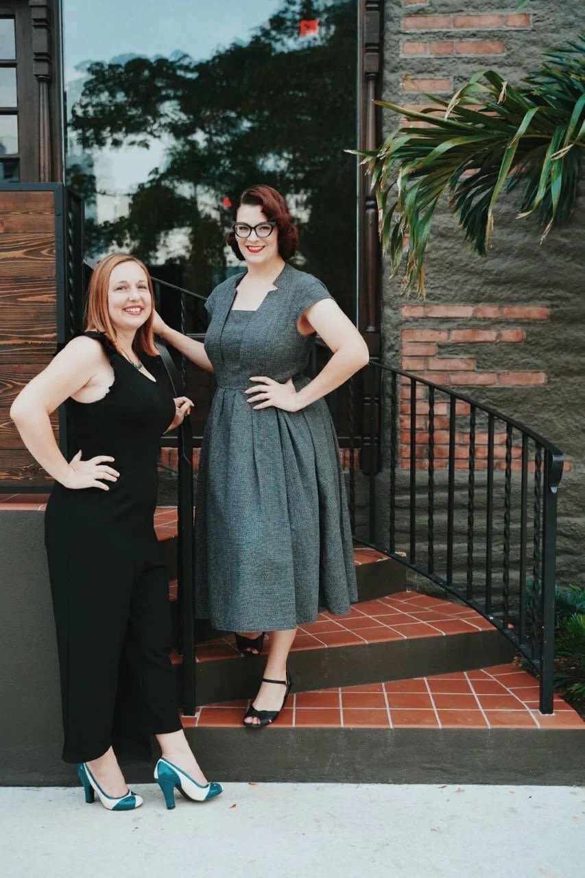 Andrea Knies (left) and Mimi Cirbusova in downtown Sarasota.