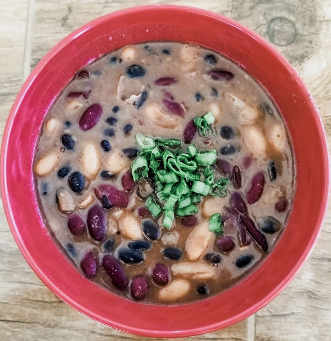 a bowl of vegan chili